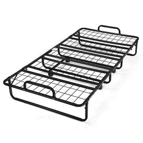 Portable Folding Bed with Mattress for Adults, Twin Size Rollaway Bed with 4" Memory Foam Mattress, 75" x 38" Foldable Guest Bed on Wheels