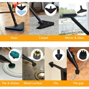 1500W Multipurpose Steam Cleaner, Heavy Duty Household Steamer Chemical-Free Floor Carpet Cleaning Machine with 1.5L Dual-Tank & 18 Accessories