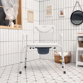 3-in-1 Bedside Commode Chair, Height Adjustable Toilet Seat, Portable Toilet Bath Shower Chair for Elders