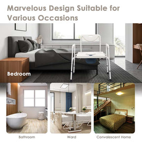 3-in-1 Bedside Commode Chair, Height Adjustable Toilet Seat, Portable Toilet Bath Shower Chair for Elders