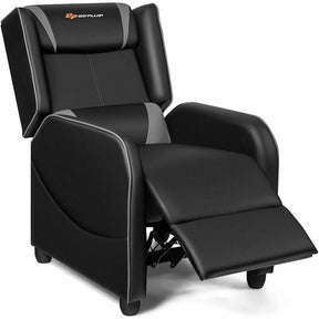 Massage Gaming Recliner Chair Racing Style PU Leather Single Sofa with Lumbar Cushion & Footrest, Adjustable Living Room Home Theater Seating