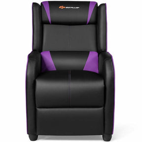 Massage Gaming Recliner Chair Racing Style PU Leather Single Sofa with Lumbar Cushion & Footrest, Adjustable Living Room Home Theater Seating