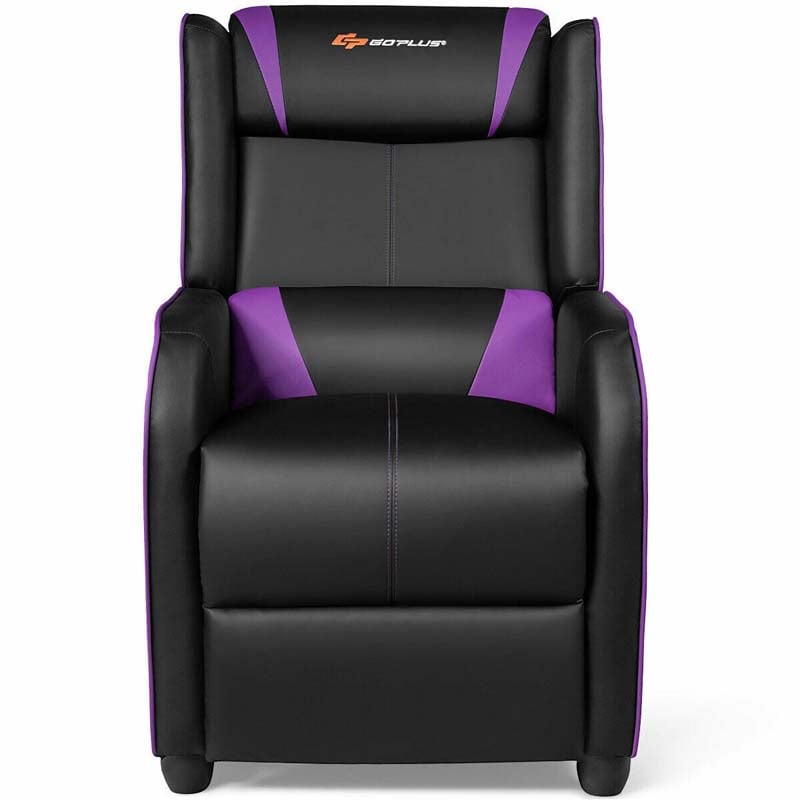 Massage Gaming Recliner Chair Racing Style PU Leather Single Sofa with Lumbar Cushion & Footrest, Adjustable Living Room Home Theater Seating