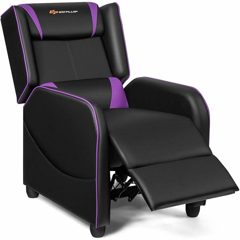 Massage Gaming Recliner Chair Racing Style PU Leather Single Sofa with Lumbar Cushion & Footrest, Adjustable Living Room Home Theater Seating