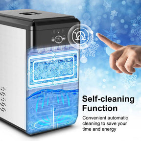 44LBS/24H Portable Nugget Ice Maker Countertop Self-Cleaning Ice Making Machine with Ice Shovel