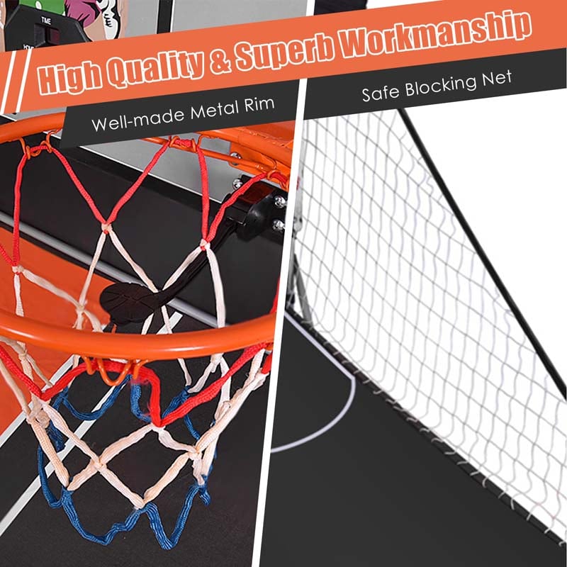 Foldable Dual Shot Basketball Arcade Game with LED Electronic Scoring, 8 Game Modes & 4 Balls, 2-Player Indoor Basketball Game for Kids Adults