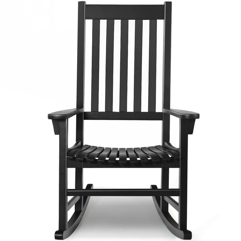 2PCS Acacia Wood Rocking Chair, High Back Porch Rocker with Wide Seat & Ergonomic Armrest for Indoor Outdoor Use