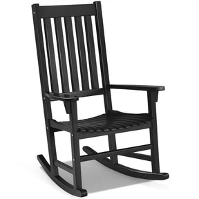 2PCS Acacia Wood Rocking Chair, High Back Porch Rocker with Wide Seat & Ergonomic Armrest for Indoor Outdoor Use