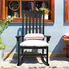 2PCS Acacia Wood Rocking Chair, High Back Porch Rocker with Wide Seat & Ergonomic Armrest for Indoor Outdoor Use