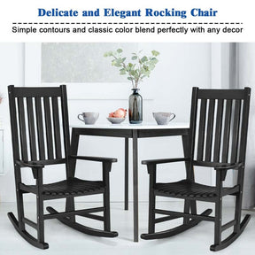 2PCS Acacia Wood Rocking Chair, High Back Porch Rocker with Wide Seat & Ergonomic Armrest for Indoor Outdoor Use