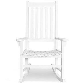 2PCS Acacia Wood Rocking Chair, High Back Porch Rocker with Wide Seat & Ergonomic Armrest for Indoor Outdoor Use