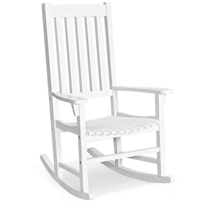 2PCS Acacia Wood Rocking Chair, High Back Porch Rocker with Wide Seat & Ergonomic Armrest for Indoor Outdoor Use
