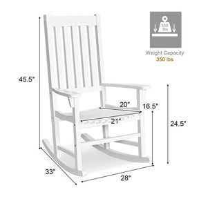 2PCS Acacia Wood Rocking Chair, High Back Porch Rocker with Wide Seat & Ergonomic Armrest for Indoor Outdoor Use