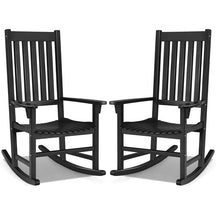 2PCS Acacia Wood Rocking Chair, High Back Porch Rocker with Wide Seat & Ergonomic Armrest for Indoor Outdoor Use