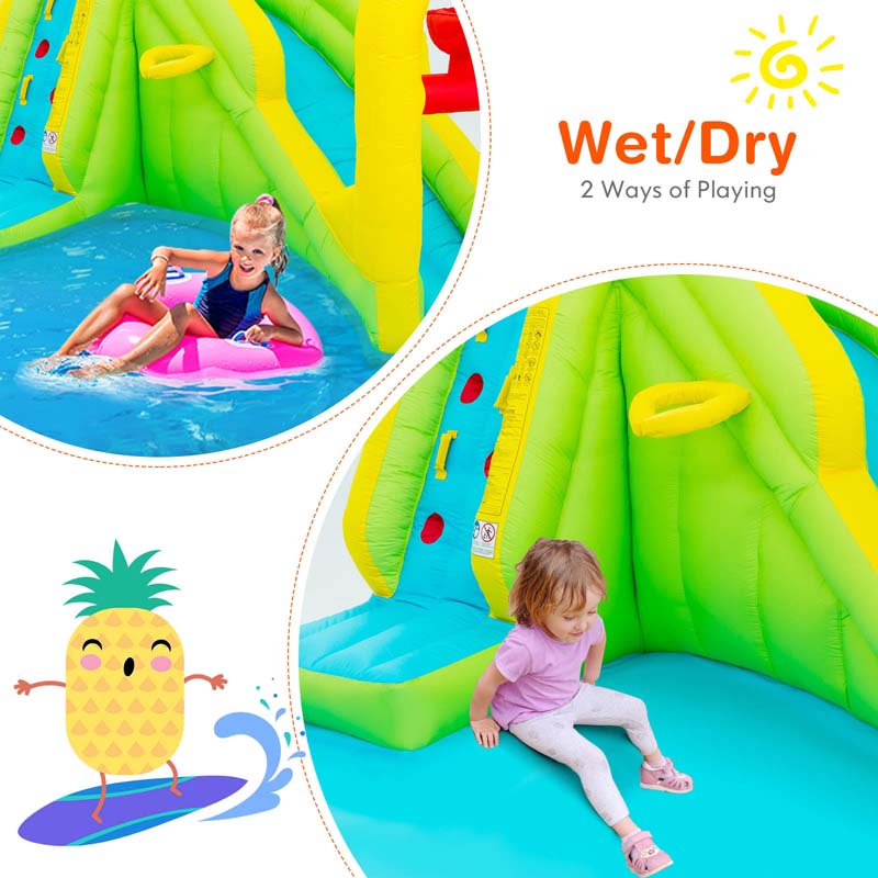 7-in-1 Inflatable Water Slide Park, Kids Blow Up Bounce House with Slide, Splash Pool, Climbing Wall & Water Cannons for Backyard