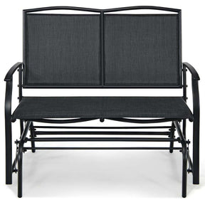 2-Person Outdoor Glider Bench, Steel Frame Patio Double Swing Rocking Loveseat with Fabric Seat & 400LB Capacity for Porch, Backyard, Lawn