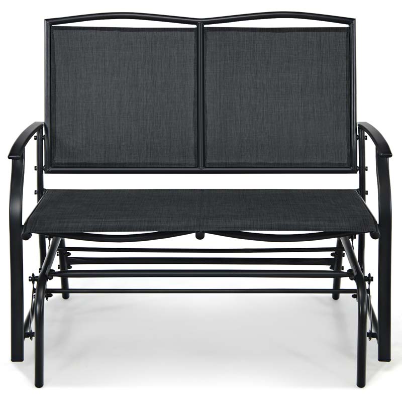 2-Person Outdoor Glider Bench, Steel Frame Patio Double Swing Rocking Loveseat with Fabric Seat & 400LB Capacity for Porch, Backyard, Lawn