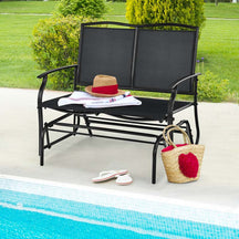 2-Person Outdoor Glider Bench, Steel Frame Patio Double Swing Rocking Loveseat with Fabric Seat & 400LB Capacity for Porch, Backyard, Lawn