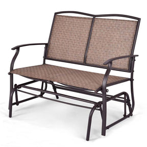 2-Person Outdoor Glider Bench, Steel Frame Patio Double Swing Rocking Loveseat with Fabric Seat & 400LB Capacity for Porch, Backyard, Lawn