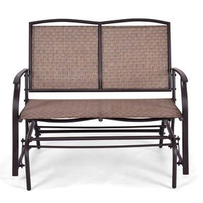 2-Person Outdoor Glider Bench, Steel Frame Patio Double Swing Rocking Loveseat with Fabric Seat & 400LB Capacity for Porch, Backyard, Lawn