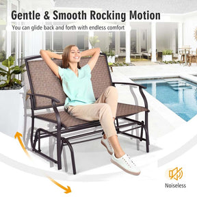 2-Person Outdoor Glider Bench, Steel Frame Patio Double Swing Rocking Loveseat with Fabric Seat & 400LB Capacity for Porch, Backyard, Lawn