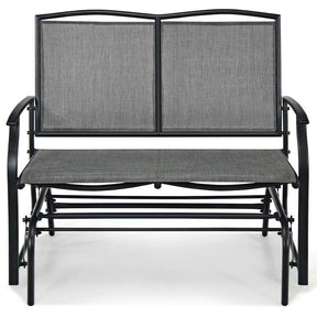 2-Person Outdoor Glider Bench, Steel Frame Patio Double Swing Rocking Loveseat with Fabric Seat & 400LB Capacity for Porch, Backyard, Lawn