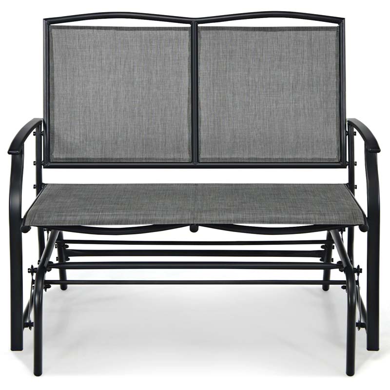2-Person Outdoor Glider Bench, Steel Frame Patio Double Swing Rocking Loveseat with Fabric Seat & 400LB Capacity for Porch, Backyard, Lawn
