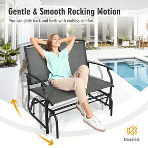 2-Person Outdoor Glider Bench, Steel Frame Patio Double Swing Rocking Loveseat with Fabric Seat & 400LB Capacity for Porch, Backyard, Lawn