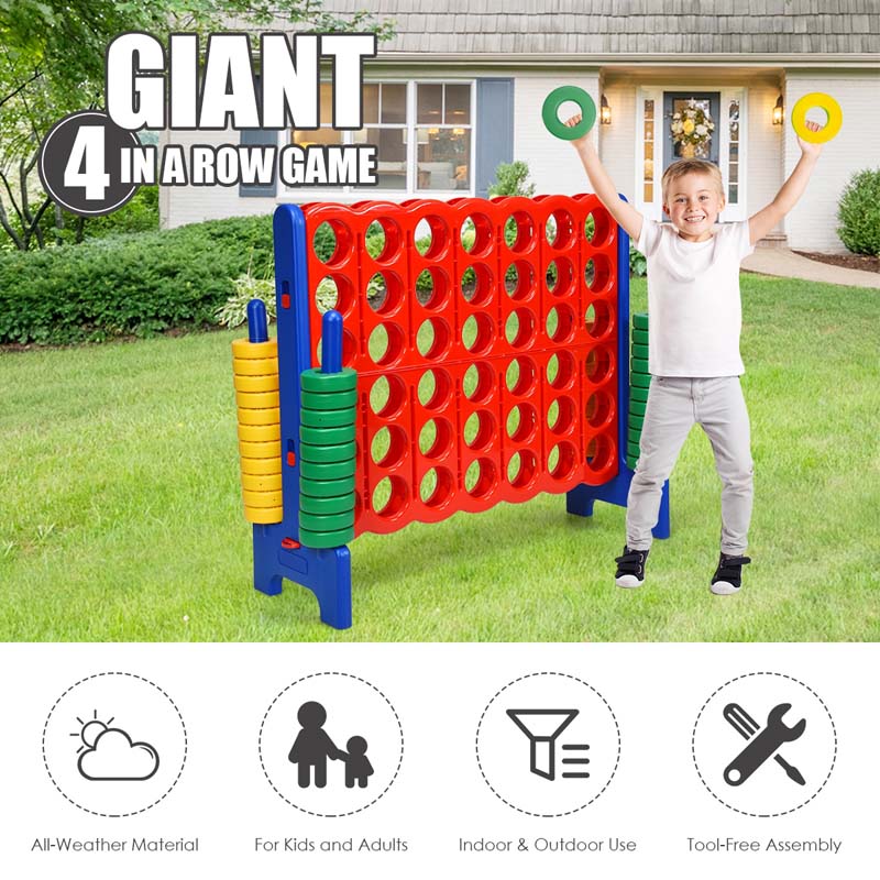 Giant 4-In-A-Row Jumbo 4-to-Score Giant Game Set with 42 Jumbo Rings & Quick-Release Slider