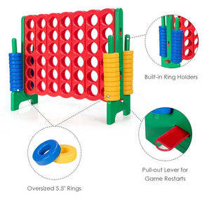 Giant 4-In-A-Row Jumbo 4-to-Score Giant Game Set with 42 Jumbo Rings & Quick-Release Slider