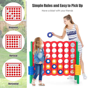 Giant 4-In-A-Row Jumbo 4-to-Score Giant Game Set with 42 Jumbo Rings & Quick-Release Slider
