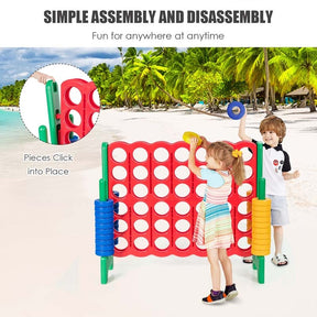 Giant 4-In-A-Row Jumbo 4-to-Score Giant Game Set with 42 Jumbo Rings & Quick-Release Slider