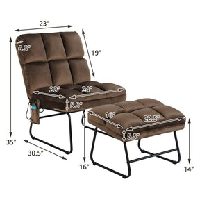 Massage Velvet Accent Sofa Chair with Ottoman, Electric Massage Couch for Living Room
