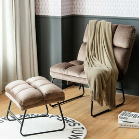 Massage Velvet Accent Sofa Chair with Ottoman, Electric Massage Couch for Living Room