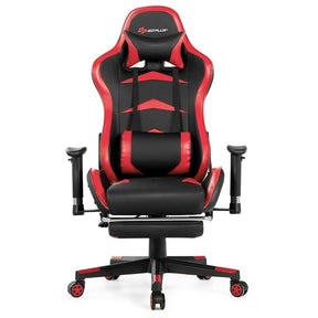 Ergonomic Massage Gaming Chair with Footrest & Adjustable Height, Reclining High Back PU Leather Swivel Racing Computer Office Chair