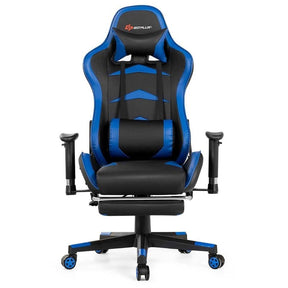 Ergonomic Massage Gaming Chair with Footrest & Adjustable Height, Reclining High Back PU Leather Swivel Racing Computer Office Chair