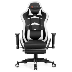 Ergonomic Massage Gaming Chair with Footrest & Adjustable Height, Reclining High Back PU Leather Swivel Racing Computer Office Chair