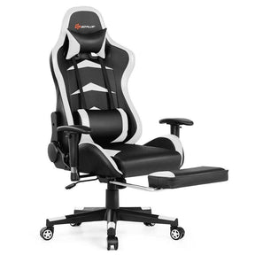 Ergonomic Massage Gaming Chair with Footrest & Adjustable Height, Reclining High Back PU Leather Swivel Racing Computer Office Chair