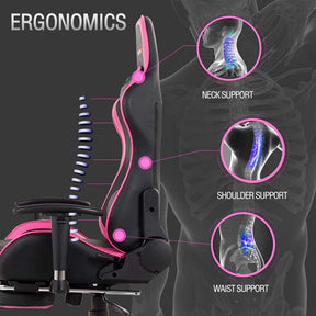 Ergonomic Massage Gaming Chair with Footrest & Adjustable Height, Reclining High Back PU Leather Swivel Racing Computer Office Chair