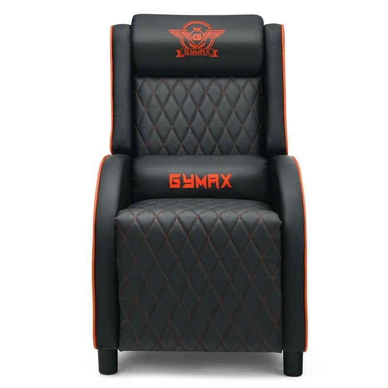 PU Leather Massage Gaming Recliner Chair with Adjustable Backrest & Footrest, Ergonomic Racing Style Single Sofa Home Theater Seating