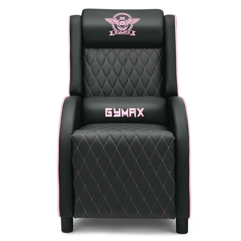 PU Leather Massage Gaming Recliner Chair with Adjustable Backrest & Footrest, Ergonomic Racing Style Single Sofa Home Theater Seating