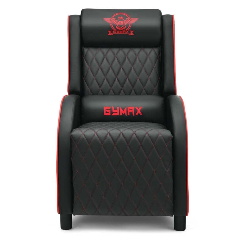 PU Leather Massage Gaming Recliner Chair with Adjustable Backrest & Footrest, Ergonomic Racing Style Single Sofa Home Theater Seating