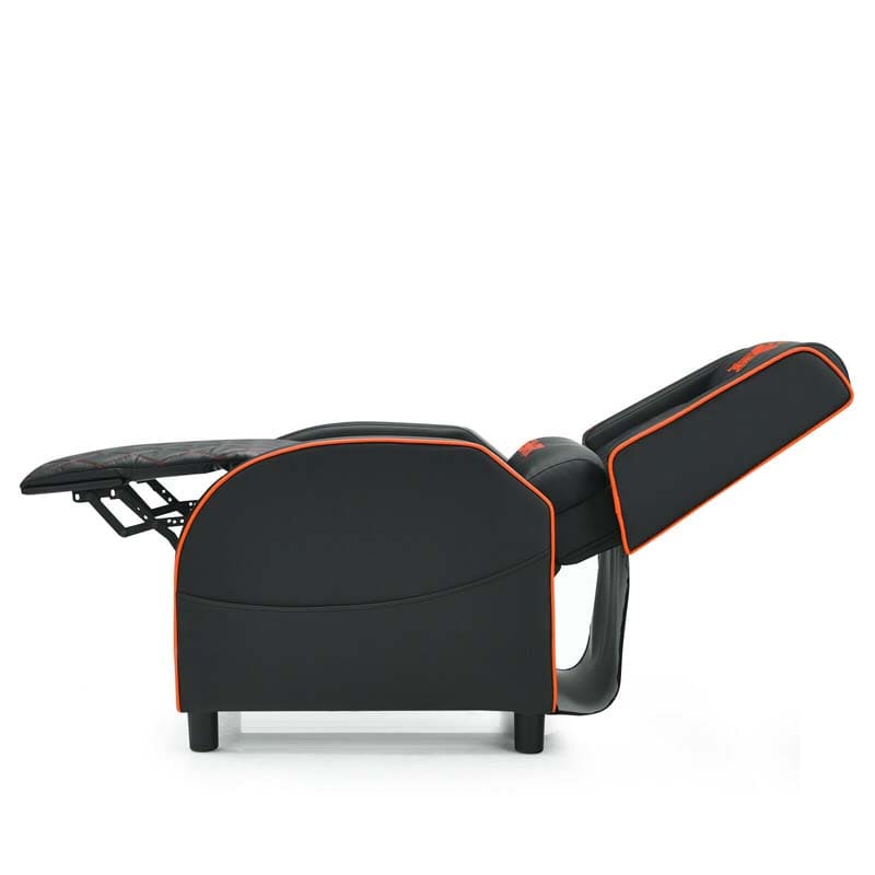PU Leather Massage Gaming Recliner Chair with Adjustable Backrest & Footrest, Ergonomic Racing Style Single Sofa Home Theater Seating