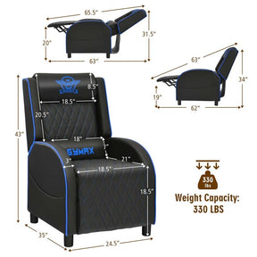 PU Leather Massage Gaming Recliner Chair with Adjustable Backrest & Footrest, Ergonomic Racing Style Single Sofa Home Theater Seating