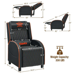 PU Leather Massage Gaming Recliner Chair with Adjustable Backrest & Footrest, Ergonomic Racing Style Single Sofa Home Theater Seating