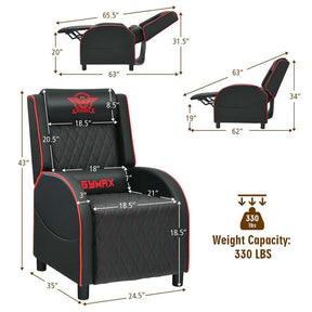 PU Leather Massage Gaming Recliner Chair with Adjustable Backrest & Footrest, Ergonomic Racing Style Single Sofa Home Theater Seating