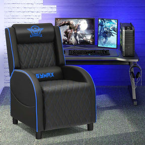 PU Leather Massage Gaming Recliner Chair with Adjustable Backrest & Footrest, Ergonomic Racing Style Single Sofa Home Theater Seating