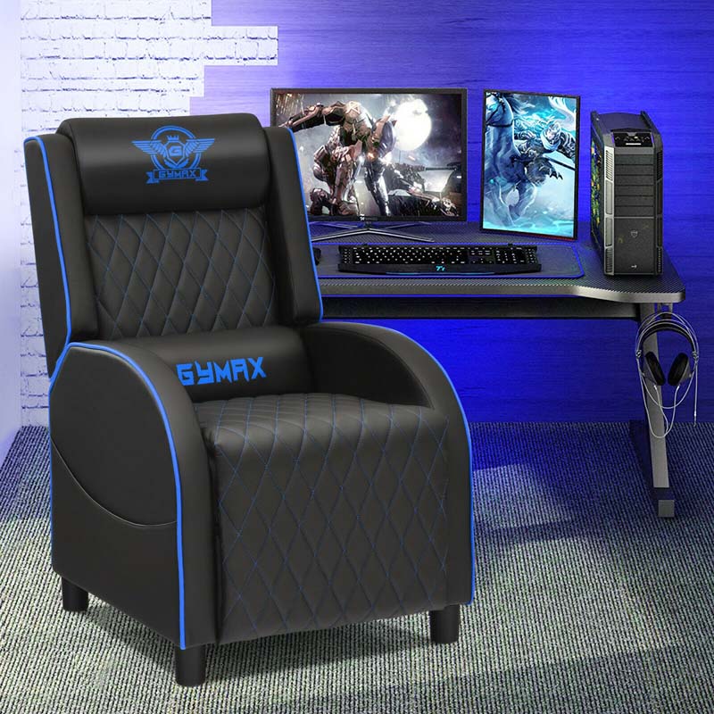 PU Leather Massage Gaming Recliner Chair with Adjustable Backrest & Footrest, Ergonomic Racing Style Single Sofa Home Theater Seating