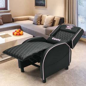 PU Leather Massage Gaming Recliner Chair with Adjustable Backrest & Footrest, Ergonomic Racing Style Single Sofa Home Theater Seating