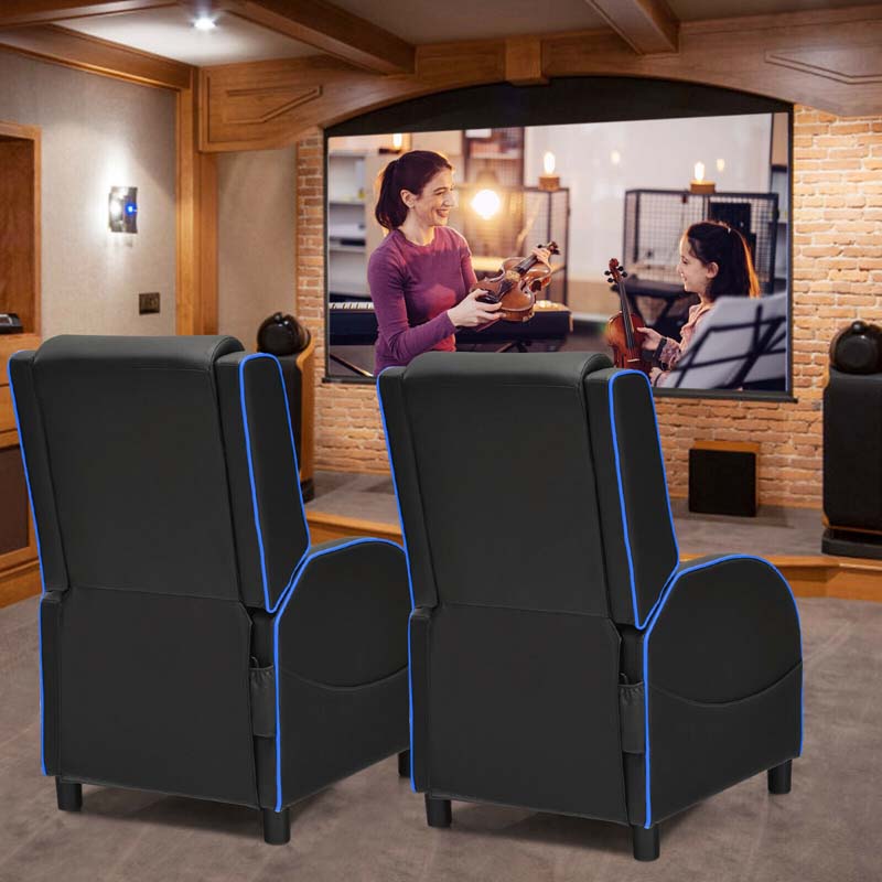 PU Leather Massage Gaming Recliner Chair with Adjustable Backrest & Footrest, Ergonomic Racing Style Single Sofa Home Theater Seating